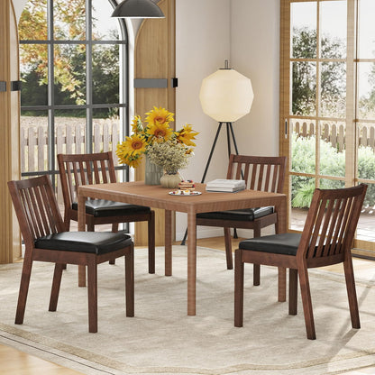 Goflame PU Leather Upholstered Kitchen Chairs w/Rubber Wood Frame Padded Seat