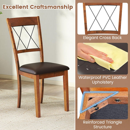 Goflame Wooden Armless Kitchen Chairs Set of 2/4 w/Elegant Hollowed Backrest