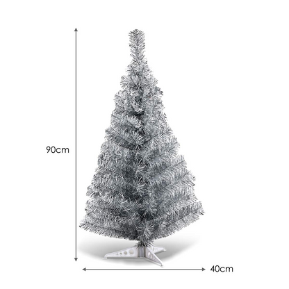 Goflame 3ft Silver Pencil Christmas Tree, Artificial Slim Tree - GoflameUS