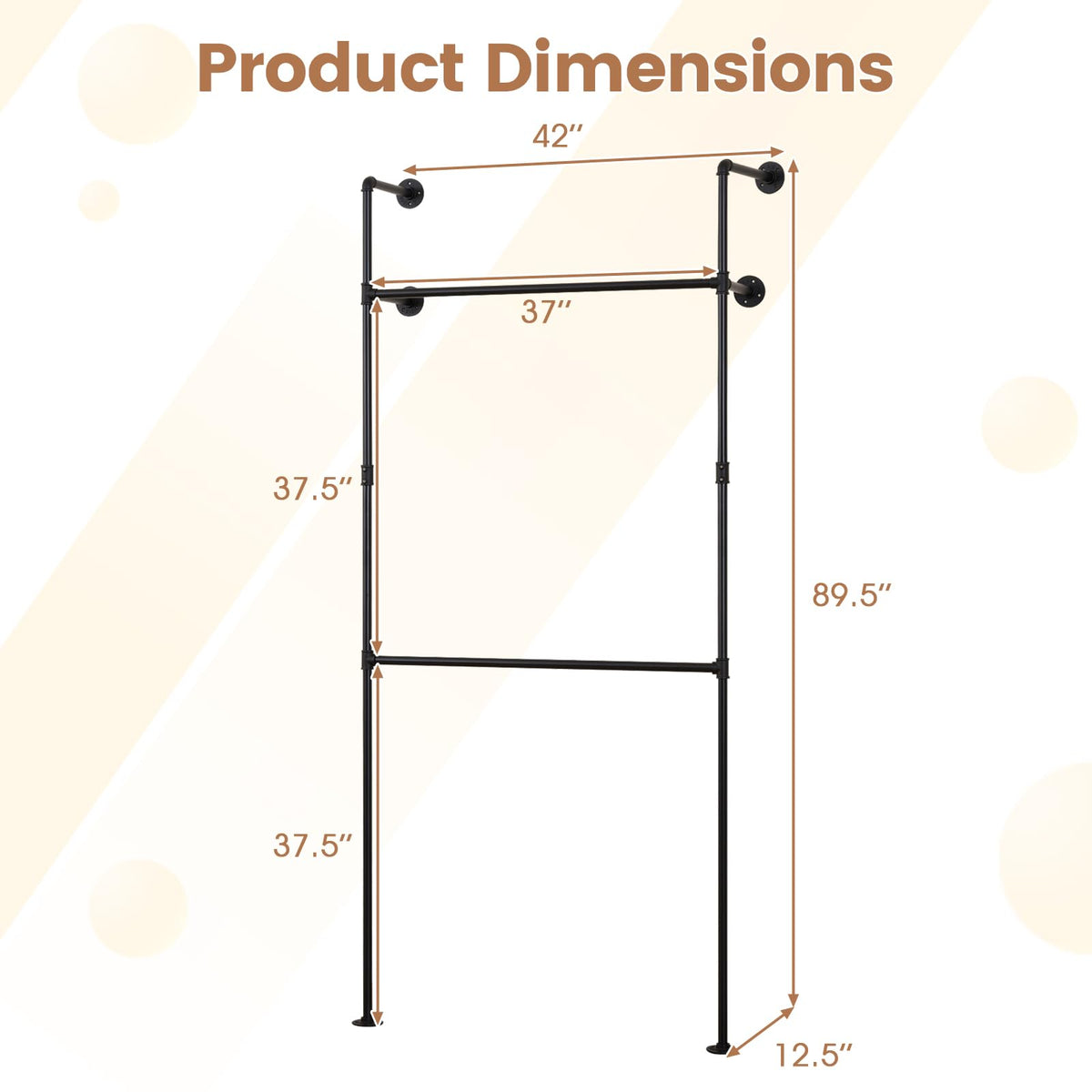 Goflame Industrial Pipe Clothing Rack for Wardrobe Closet