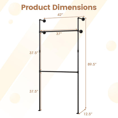 Goflame Industrial Pipe Clothing Rack for Wardrobe Closet