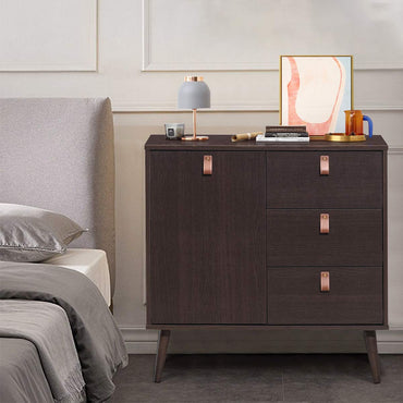 Goflame Sideboard Storage Cabinet with Doors and Adjustable Shelf (Dark Brown)