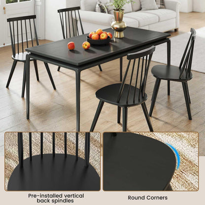 Goflame Windsor Dining Chairs Set of 2/4 Farmhouse Wooden Black Kitchen Chairs