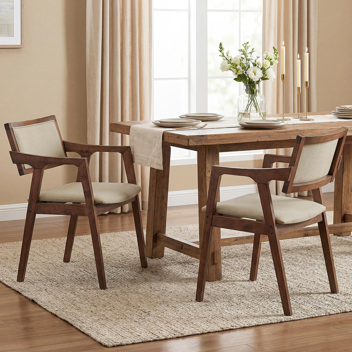 Goflame Rubber Wood Dining Chairs Set of 2/4