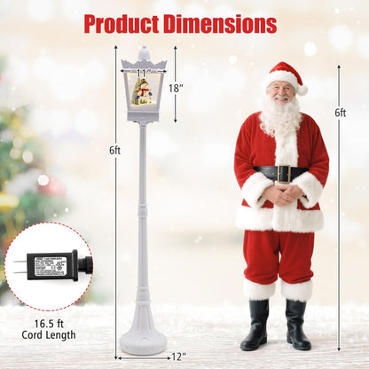 Goflame 8 ft White Musical Christmas Streetlight | Lighted Holiday Decoration for Home Yard Porch