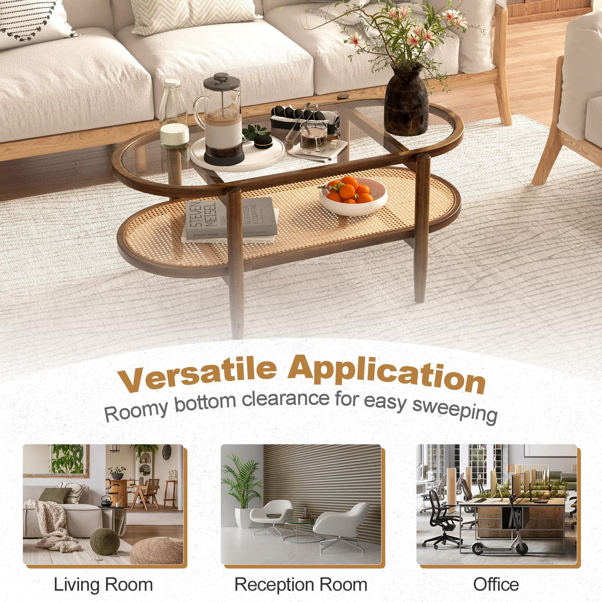 Boho Rattan Coffee Table - Goflame
