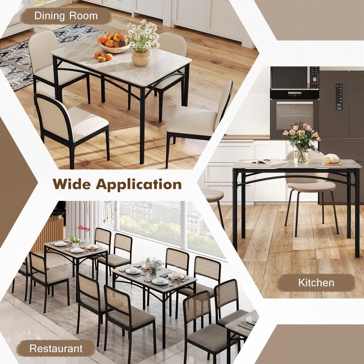 Goflame Dining Table with Large Faux Marble Tabletop