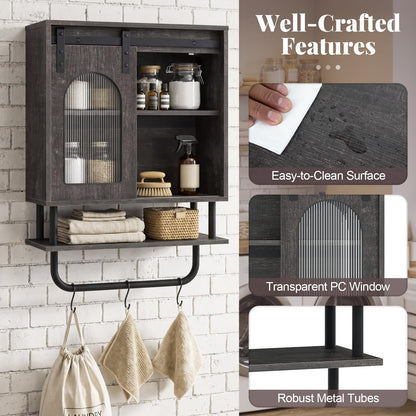 Goflame Bathroom Wall Cabinet with Sliding Barn Door