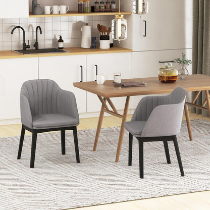 Goflame Modern Dining Chairs, Upholstered Velvet Accent Chairs w/Curved Backrests & Rubber Wood Legs