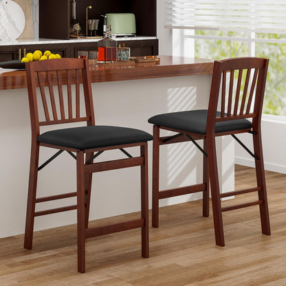 Goflame Folding Bar Stools Set, 24.5" Counter Height Bar Dining Chairs with Back