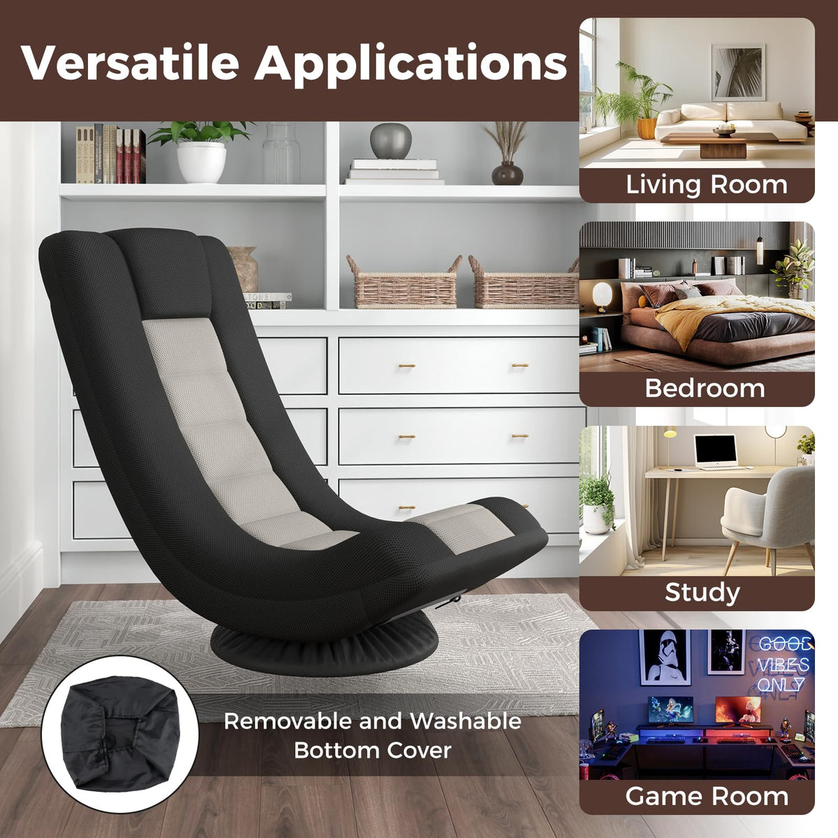Goflame Floor Chair with Back Support, 4-Position Adjustable Back, Lazy Sofa Chair, Meditation Chair