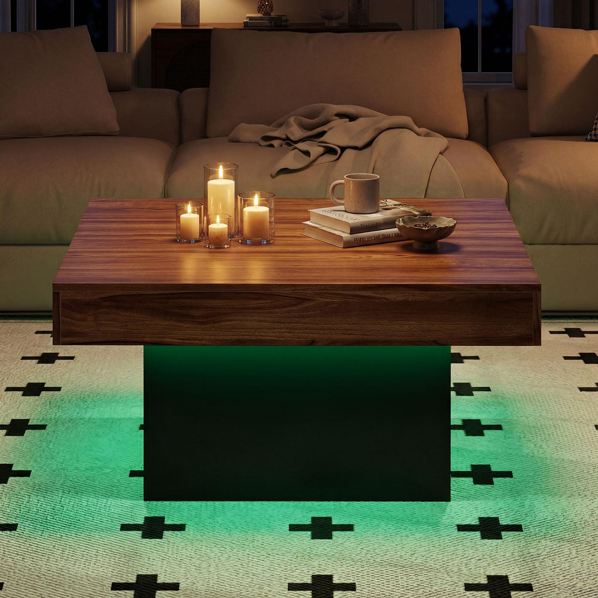 Goflame LED Coffee Table with Remote for Living Room