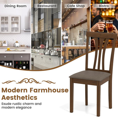 Goflame Wooden Dining Chairs Set of 2/4 Linen Fabric Upholstered Kitchen Armless Chair