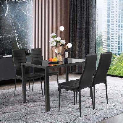 Goflame Set of 4 Dining Chairs, Upholstered Dining Side Chairs with Stain-Proof PVC Leather