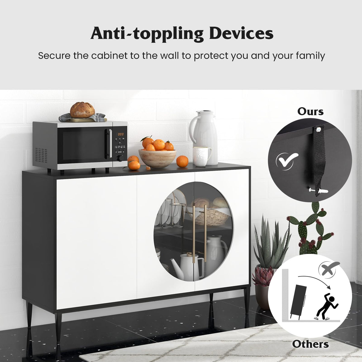 Goflame Large Buffet Cabinet with Storage