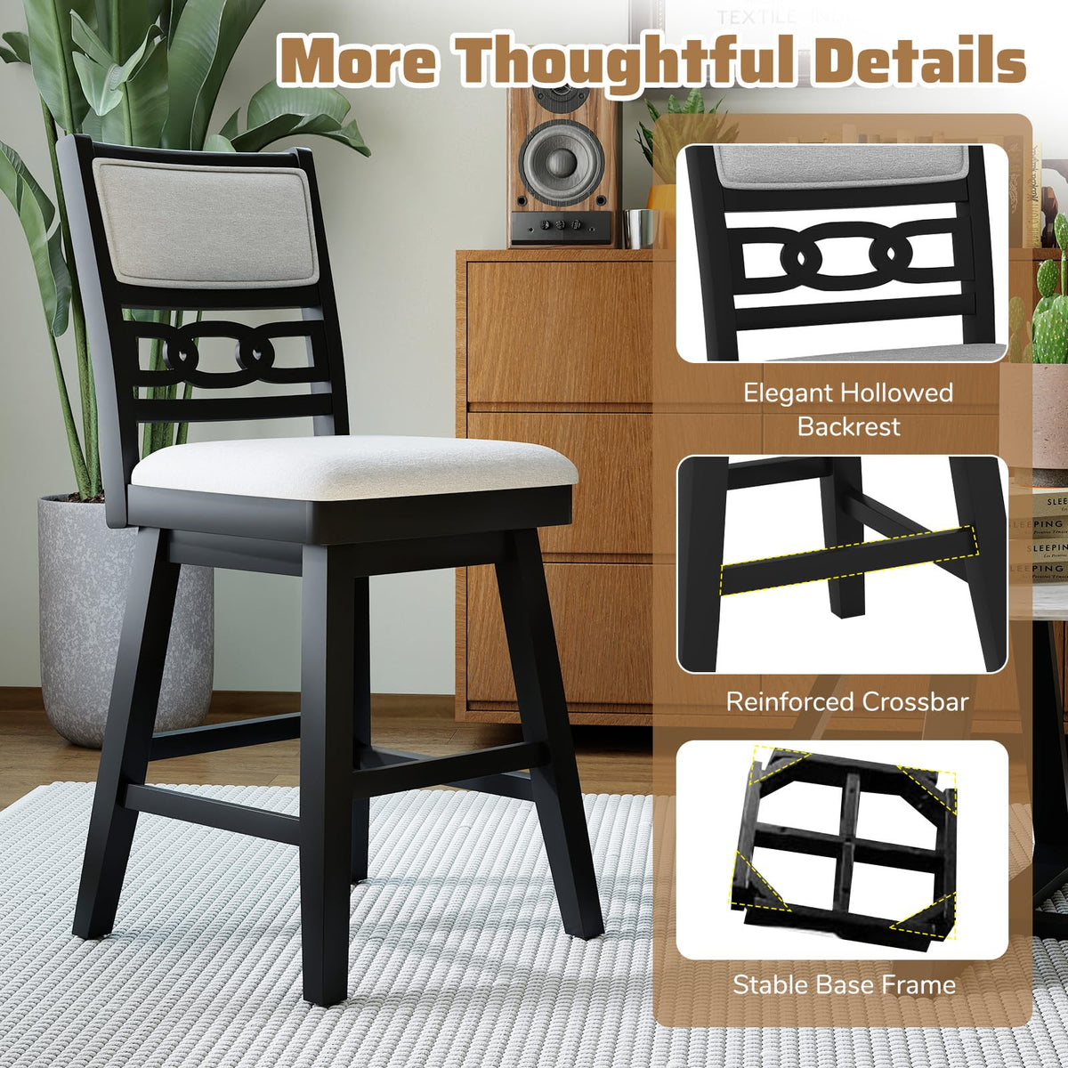 Goflame 25" Bar Stools Set of 2/4 Modern Counter Height Tall Chairs