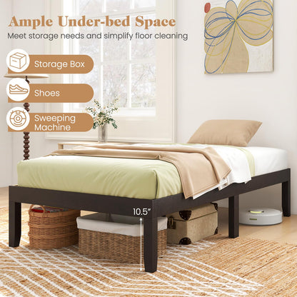 Goflame 14 Inch Twin Wood Platform Bed Frame, Minimalist Twin Bed Frame with Wooden Slats Support & Rubber Wood Legs