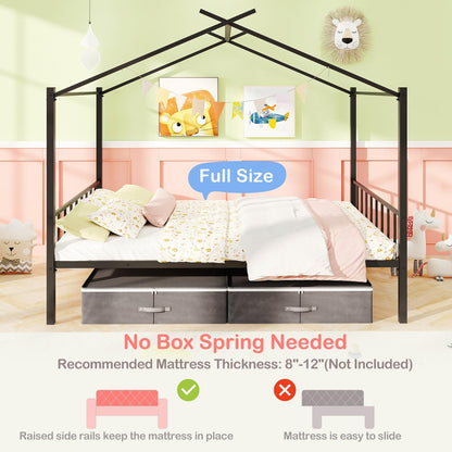 Goflame Full Size House Bed with 2 Storage Drawers