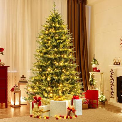 Goflame 7ft Hinged Xmas Full Tree with 470 Warm White & Multicolored LED Lights