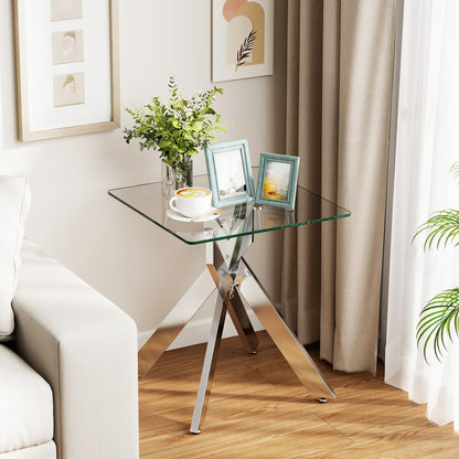 Goflame Glass Side Table Square Sofa Couch End Table