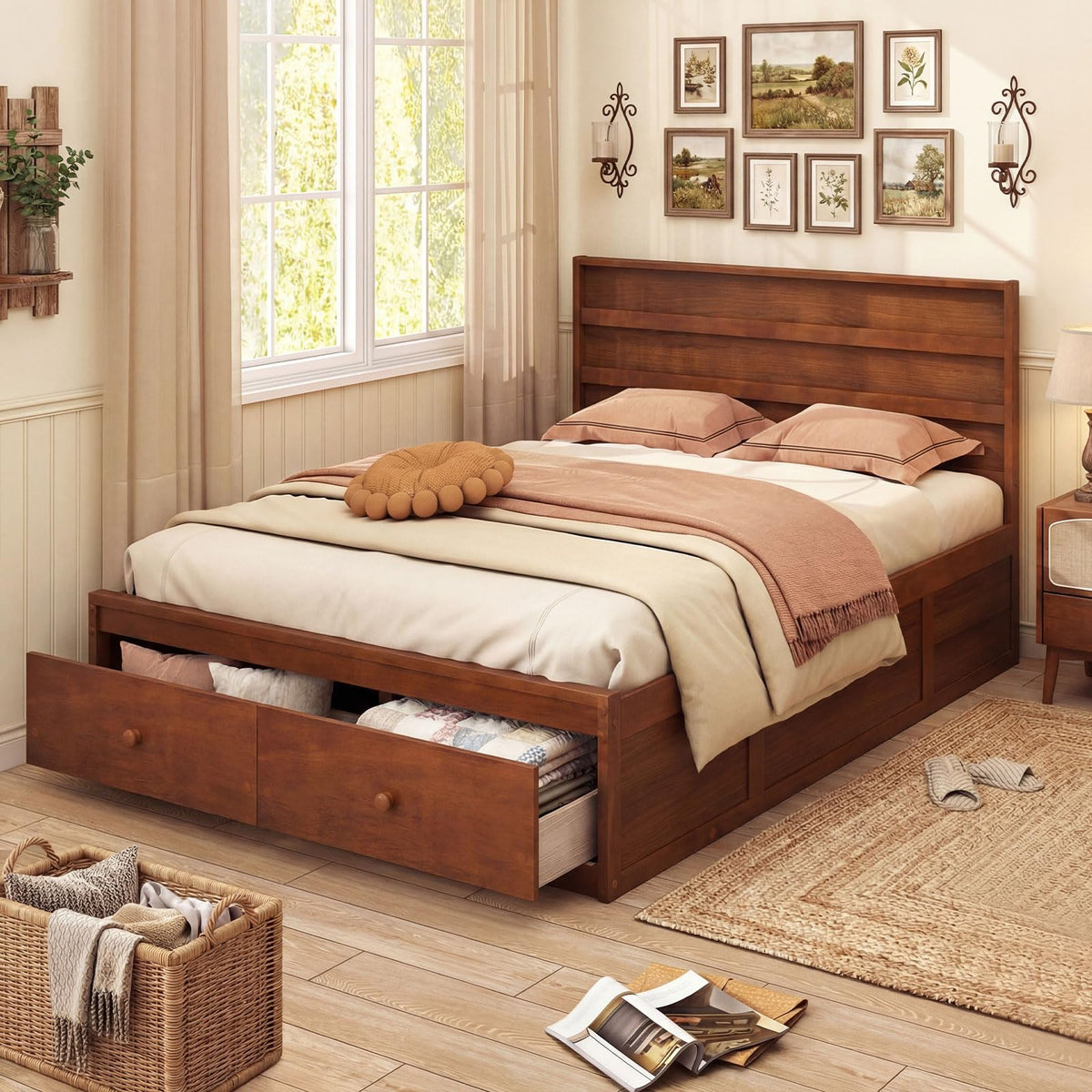 Goflame Bed Frame with Storage Drawers