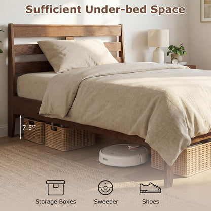 Goflame Twin Size Bed Frame with Slat Headboard