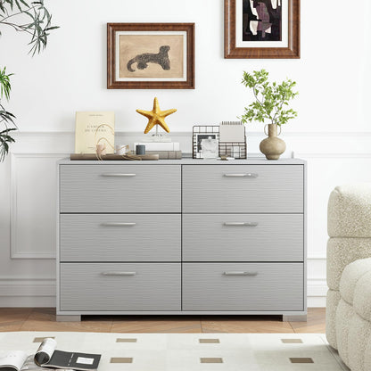 Goflame Storage Cabinet with 6 Drawers, Metal Legs & Handles, Anti-Toppling Devices, Grey