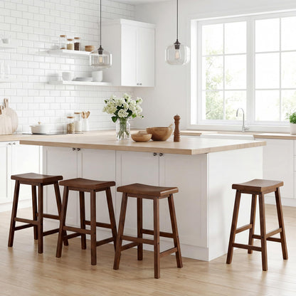 Goflame 24 Inch Counter Height Saddle Bar Stools with Footrest (2/4)