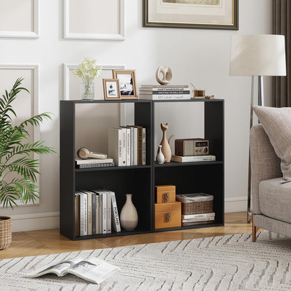 Goflame 3-Tier Bookshelf | 2-Cube Bookcase w/Open Storage Compartment (1/2)