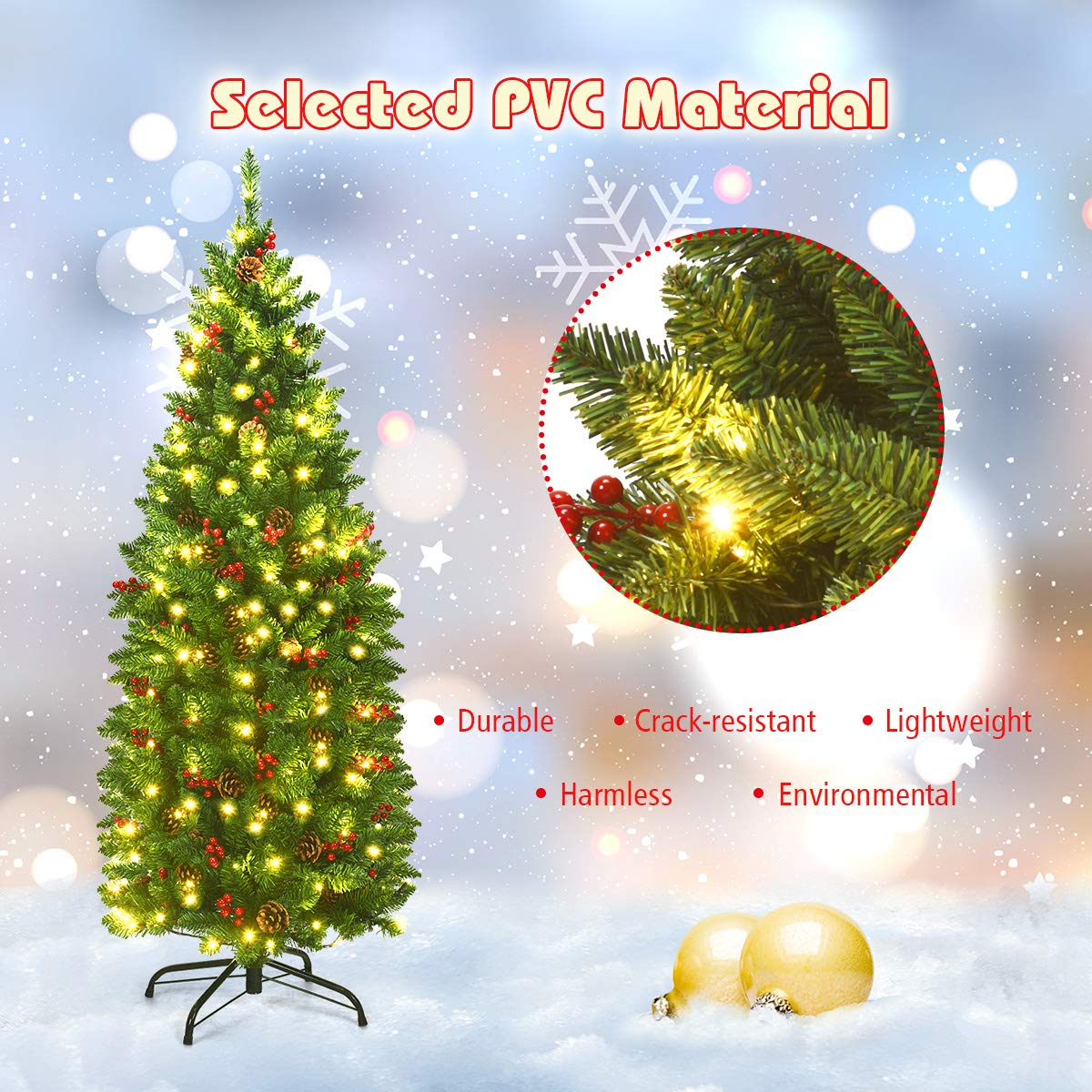 Goflame Pre-Lit Pencil Christmas Tree - GoflameUS