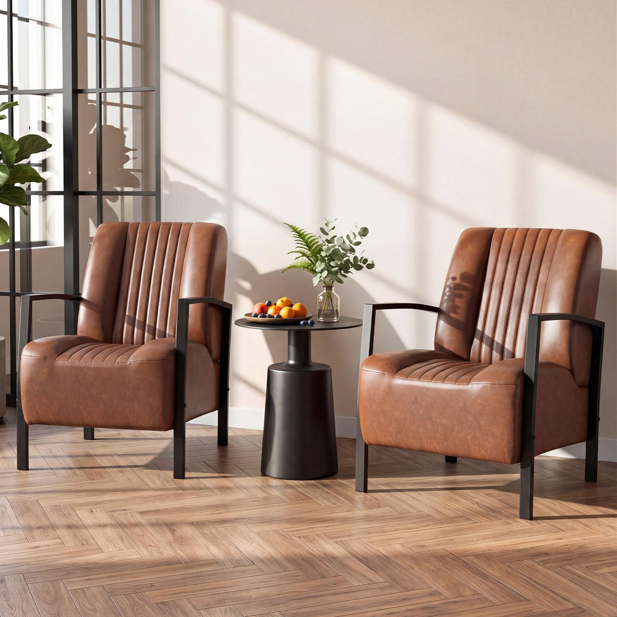 Goflame PU Leather Upholstered Armchair with Padded Seat & Back (1/2)
