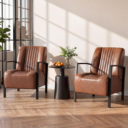 Goflame PU Leather Upholstered Armchair with Padded Seat & Back (1/2)