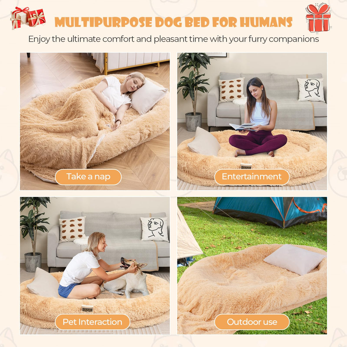 Goflame Human Dog Bed - 71" x 45" Large Human Size Dog Bed for Adult