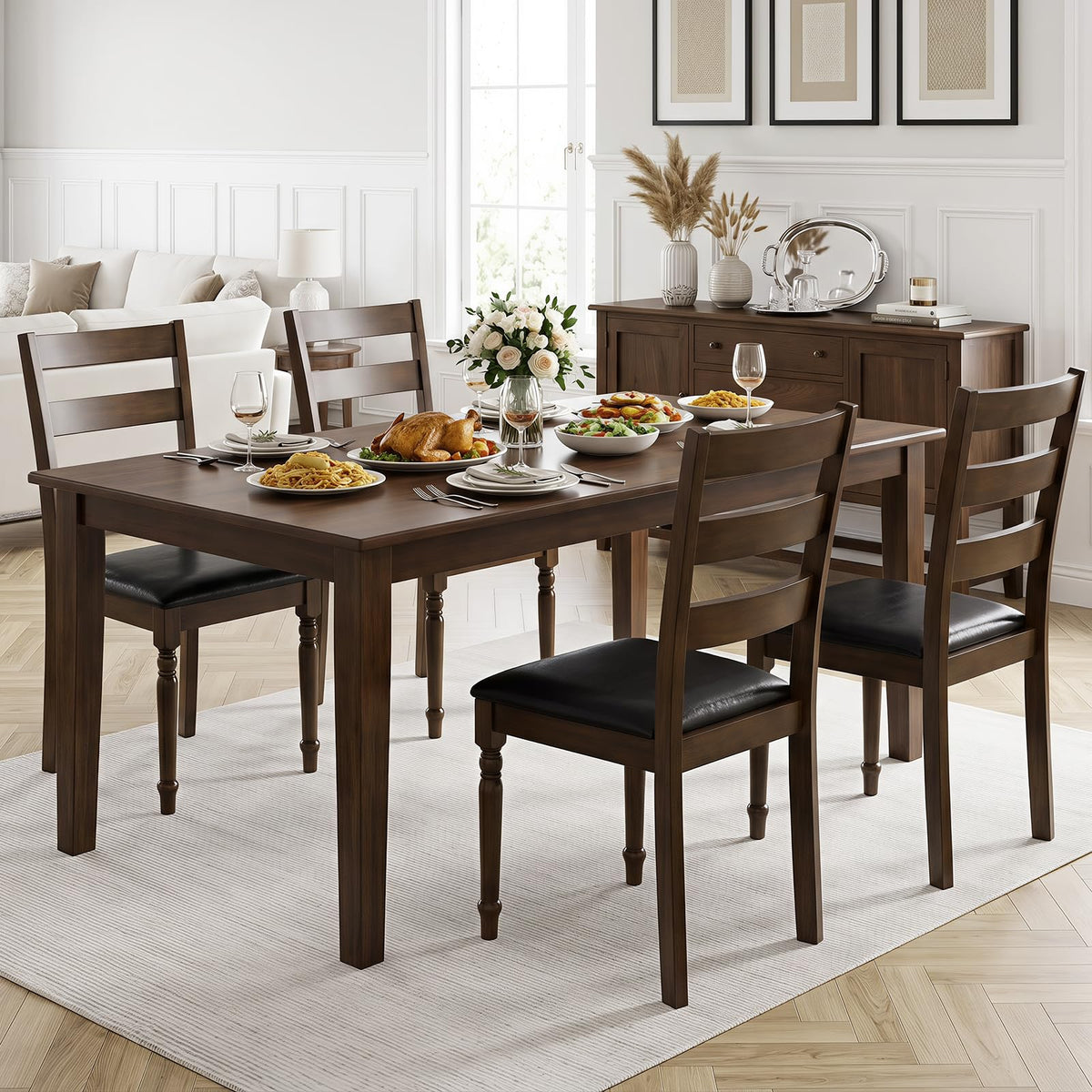 Goflame Wood Dining Chairs Set w/Soft Padded Seat & Ergonomic Backrest