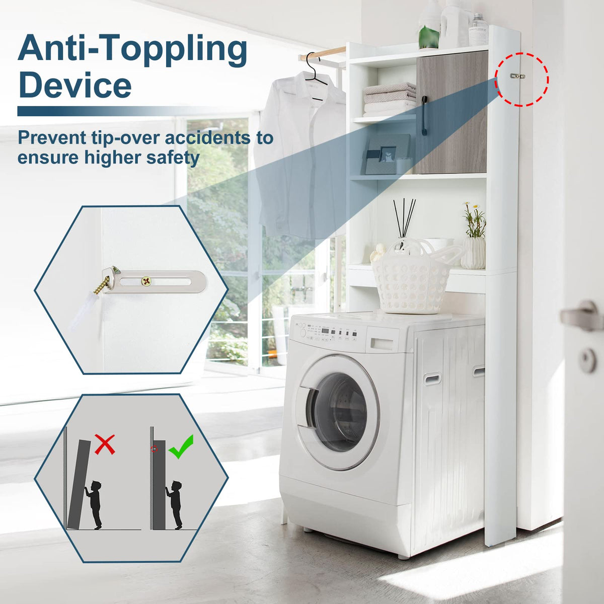 Goflame Over-The-Toilet Space-Saving Storage Cabinet