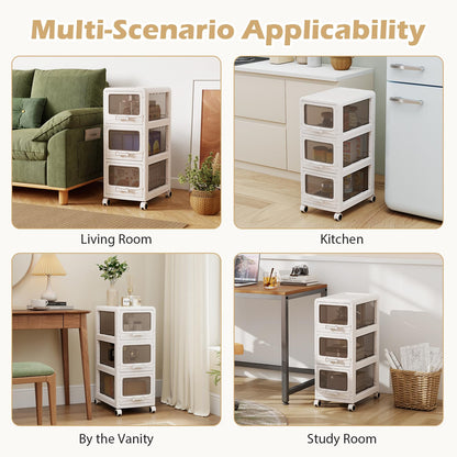 Goflame 3/4/5-Tier Plastic Drawer Storage Organizer Rolling Cart with Drawers & Lockable Wheels
