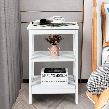 Goflame Nightstand 3-Tier Sofa Side Table W/Reinforced Bars and Stable Structure