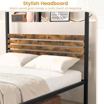 Goflame Queen/Full/Twin Size Metal Canopy Bed Frame