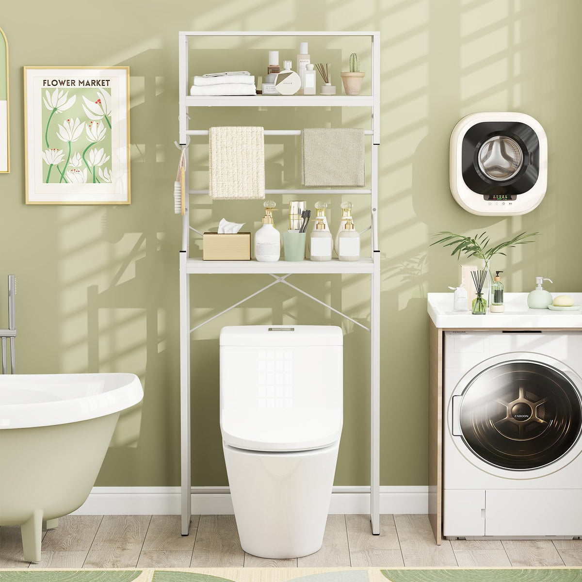 Goflame 3-Tier Over The Toilet Storage 64" Tall Freestanding Space Saver Bathroom Shelves