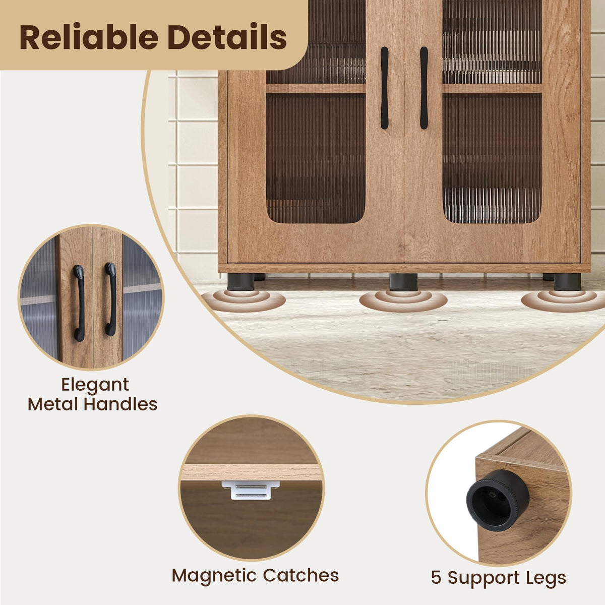 Goflame Bathroom Storage Cabinet with 2 Doors & 3-Level Adjustable Shelf