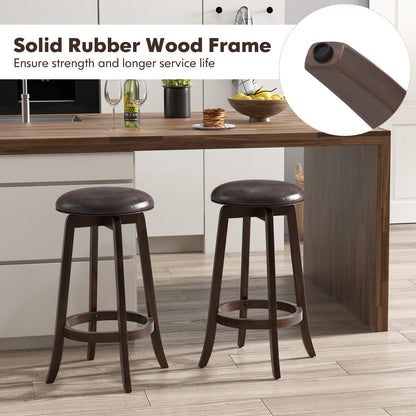 Goflame Bar Stools Set， 29"/ 24" Bar Height Bar Stools w/ 360° Swivel Round Seat & Footrest