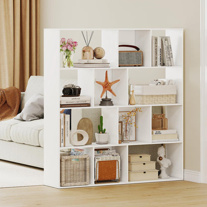 Goflame Open Shelf Bookcase 4-Tier Modern Bookshelf with 12 Storage Compartments