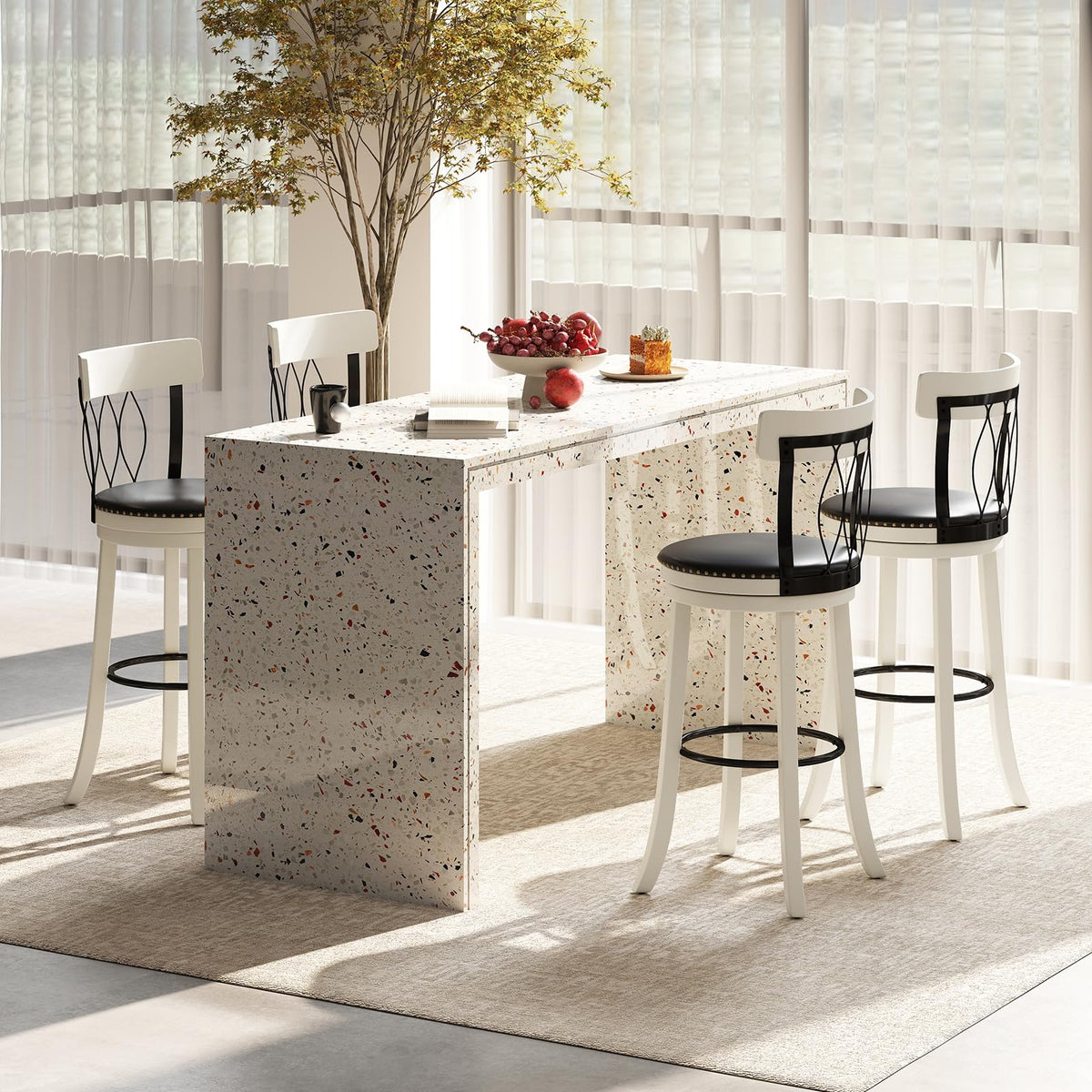Goflame Swivel Bar Height Bar Chairs with Footrest