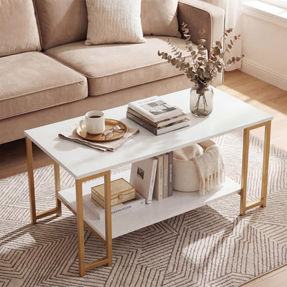 Goflame 2-Tier 39.5" Coffee Table with Storage