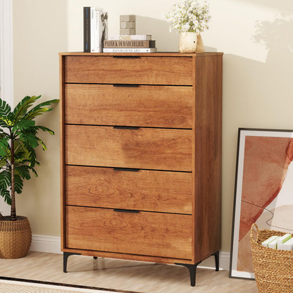 Goflame Wooden Storage Cabinet with Anti-Tip Kit & Sturdy Metal Legs