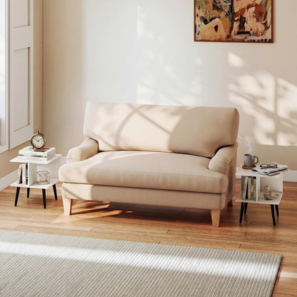 Goflame Mid Century Modern 2-Tier End Table with 2 Storage Compartments (1/2)