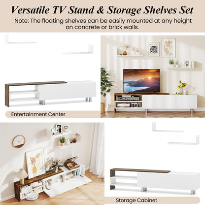 Goflame 80 Inch TV Stand and 2 Floating Shelves Set