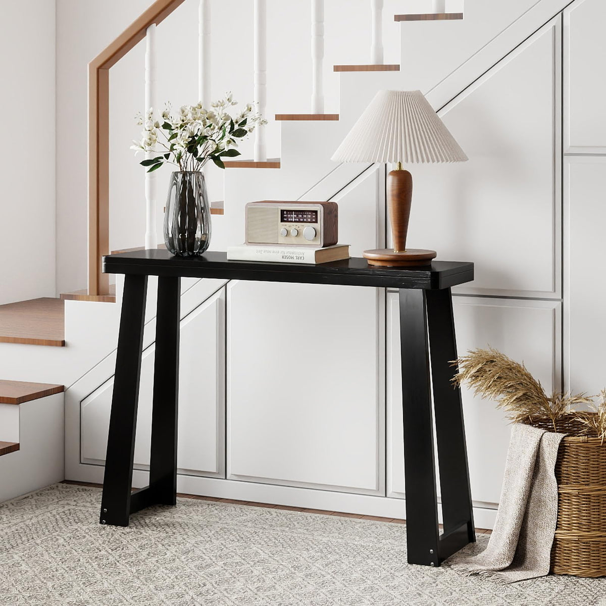 Goflame Narrow Long Console Table Behind The Couch
