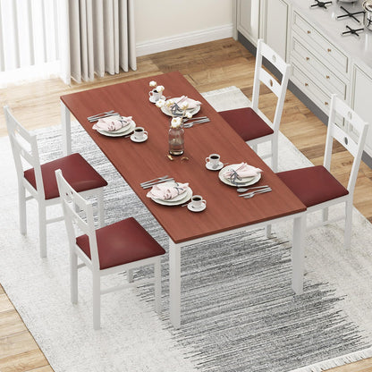 Goflame PU Leather Upholstered Kitchen Chairs w/Hollowed Backrest & Padded Seat
