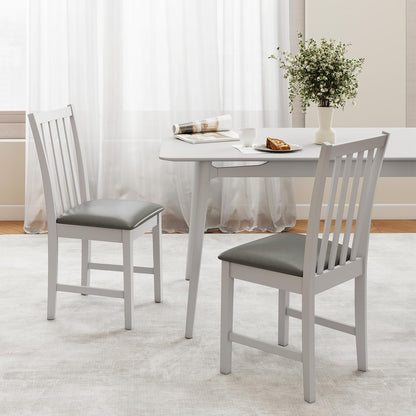 Goflame Wooden Dining Chairs Set of 2/4 Faux Leather Upholstered Kitchen Chair w/Rubber Wood Legs
